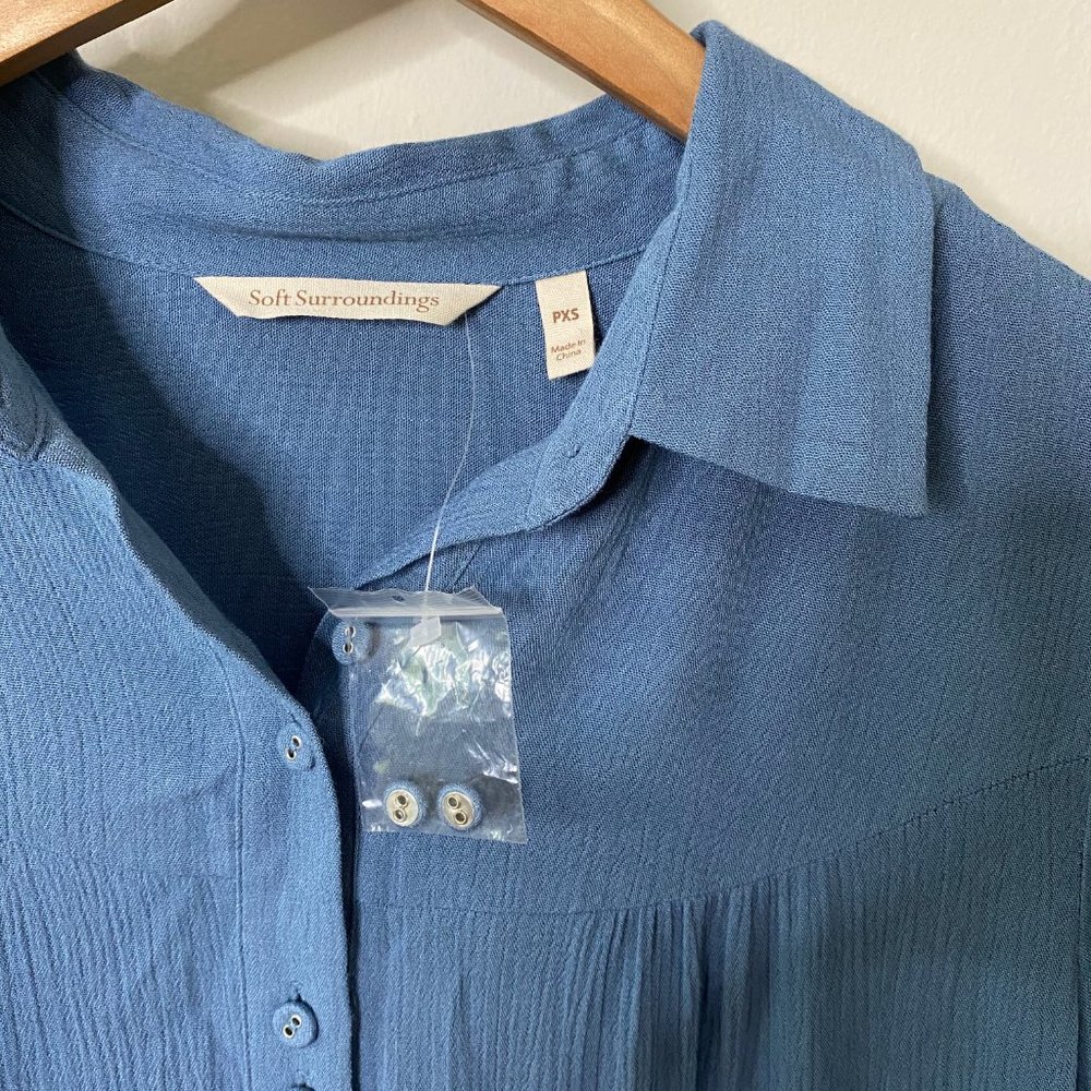 Soft Surroundings Blue Peplum Button Up Tunic - Picture 6 of 8